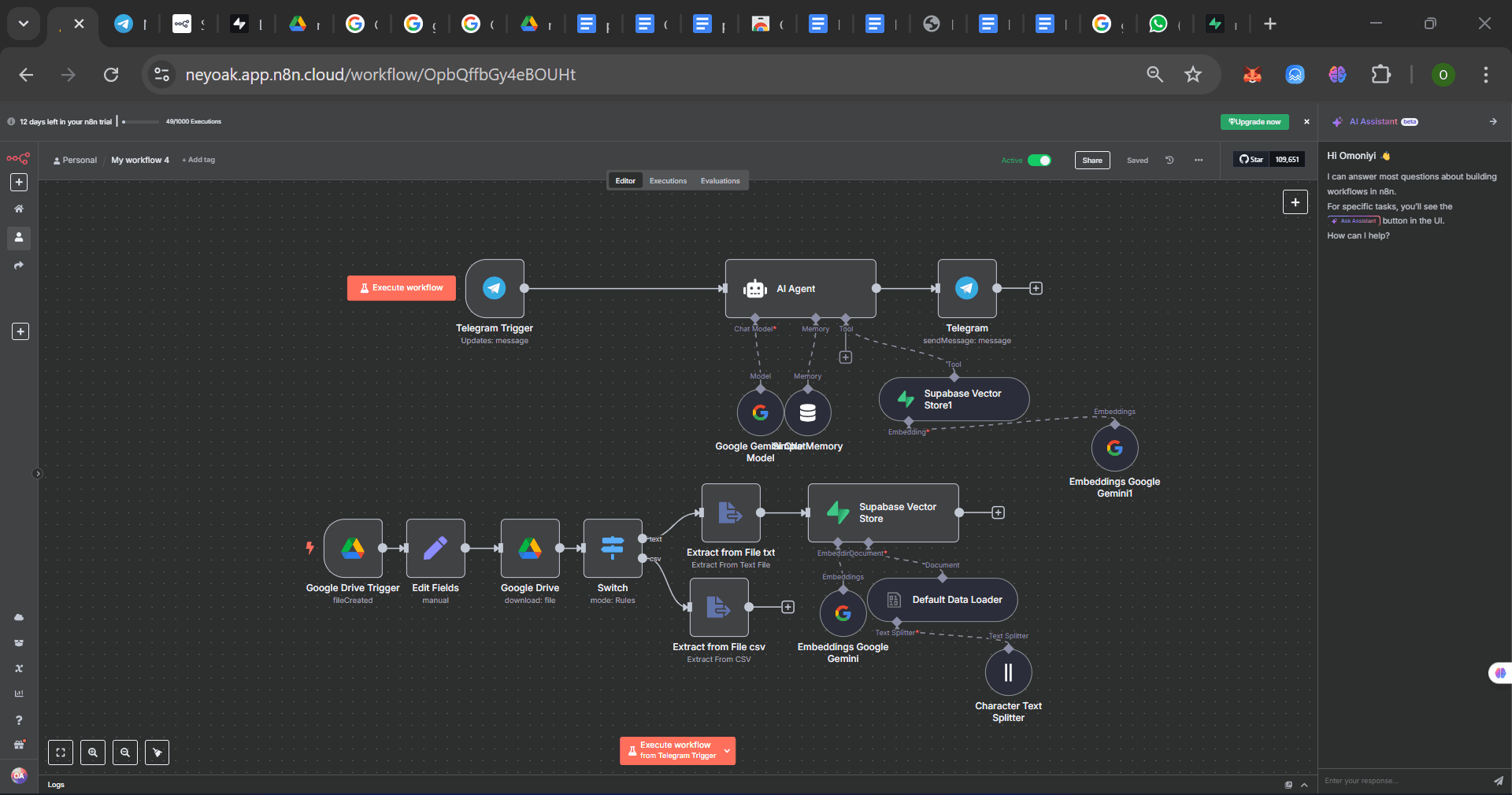 Telegram knowledge assistant workflow